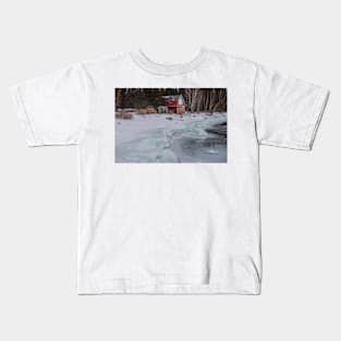 Winter North Shore Cabin Kids T-Shirt